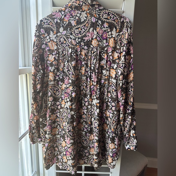 Jane & Delancey Floral Womans Blouse Tunic Long Sleeve Paisley Pleaded front - Picture 9 of 13